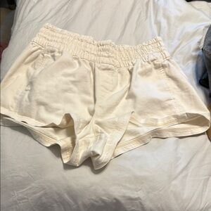 Aerie High Waist Cream Shorts